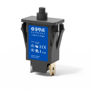 Typ 1140-F von E-T-A: Einpoliger, thermischer Schutzschalter in Kleinbauweise mit zuverlässigem Schaltverhalten.