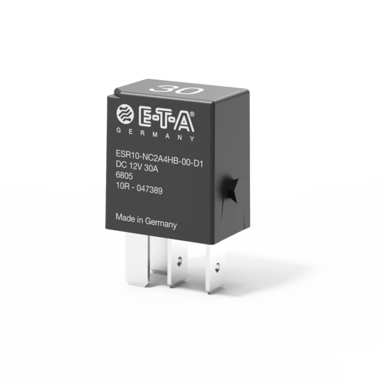 Typ ESR10 Micro 10 A / 17 A / 30 A von E-T-A: Halbleiterrelais für DC 12 V bzw. DC 24 V Fahrzeuganwendungen. 