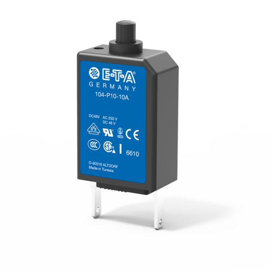 Typ 104 von E-T-A: Einpoliger, thermischer Schutzschalter in Kleinbauweise.