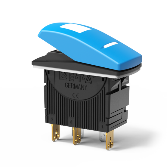 Typ 3131-A von E-T-A: Einpolige Kombination Schutzschalter/Ein-Aus-Schalter mit Schaltwippe.