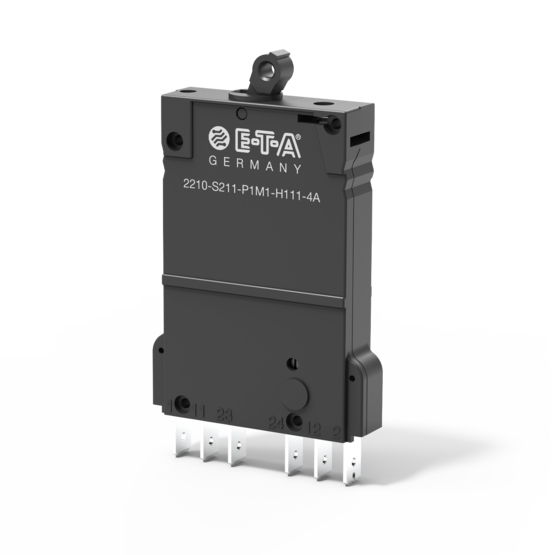Typ 2210-S2 von E-T-A: Ein- und mehrpolige, thermisch-magnetische Schutzschalter mit Kipphebel-betätigung.