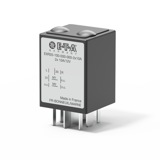 Typ EXR20 von E-T-A: EXR20 (Electronic eXtra Relay) wurde speziell für die Ansteuerung von Elektromotoren entwickelt. 